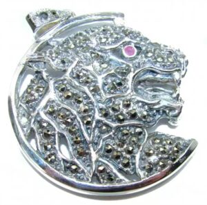 marcasite panther pendant, silver panther pendant